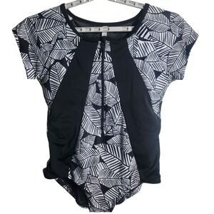 Cacique Black and White Leaf Print One Piece Swimsuit